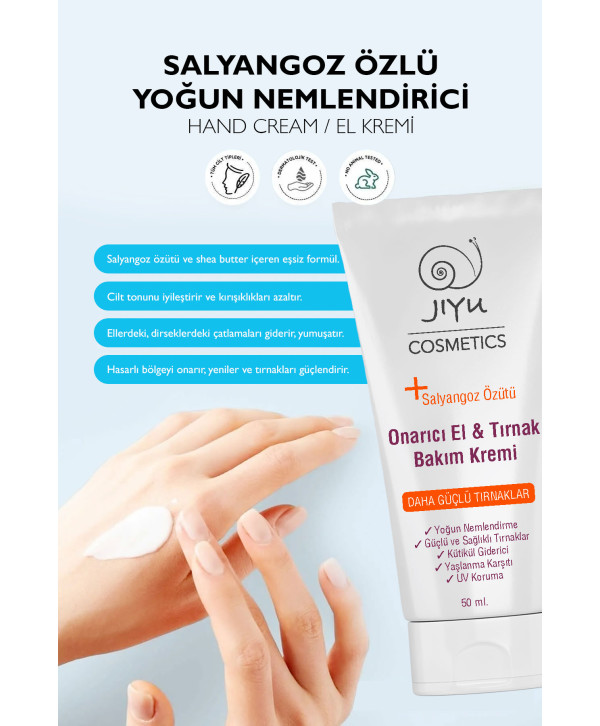 Jiyu El Kremi Nemlendirici, Onarıcı, Besleyici ve Tırnak Güçlendirici El Bakım Kremi 50 ml.