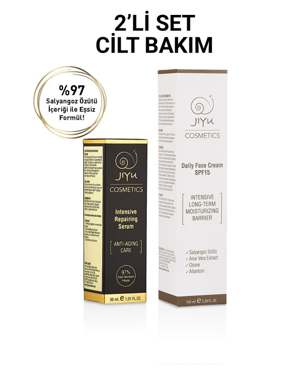 Jiyu Yaşlanma ve Kırışıklık Karşıtı 2'li Cilt Bakım Seti Salyangoz Özlü Serum + Nemlendirici Yüz Kremi