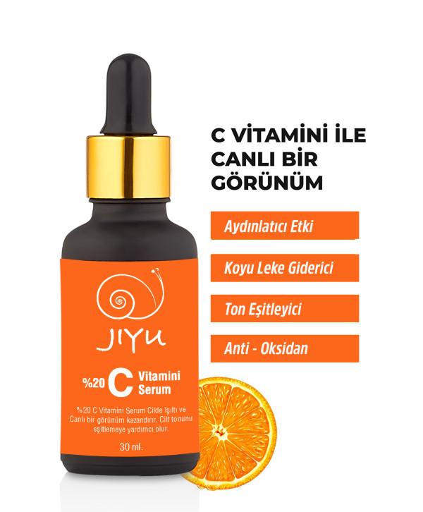 Jiyu C Vitamini Serumu – Aydınlatıcı, Leke Giderici ve Yaşlanma Karşıtı Cilt Bakımı 30 ml.