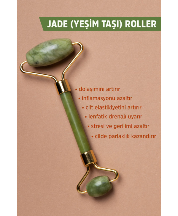 Jiyu Yeşim Taşı Roler Yüz Masaj Aleti Jade Roller