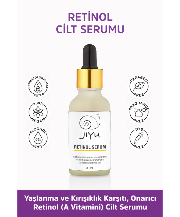 Jiyu Retinol Serum Yaşlanma Karşıtı Kırışıklık Giderici Onarıcı ve Cilt Yenileyici Retinol Cilt Bakım Serumu 30 ml.