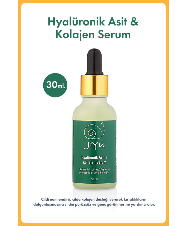 Jiyu Yaşlanma ve Kırışıklık Karşıtı 3'lü Cilt Serum Seti Hyalüronik Asit ve Kolajen Serum + C Vitamini Serum + Leke Karşıtı Serum 3x30 ml.