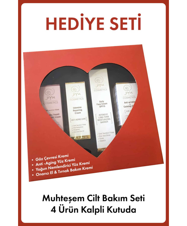 Jiyu Cilt Bakım Seti Hediye Seti 4 Ürün Kalpli Hediye Kutusu